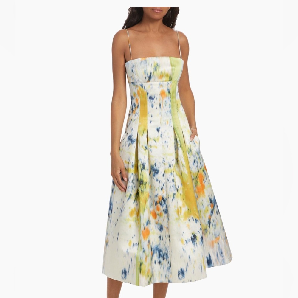 OSCAR DE LA RENTA 2024 Abstract Brush Stroke Satin Dress